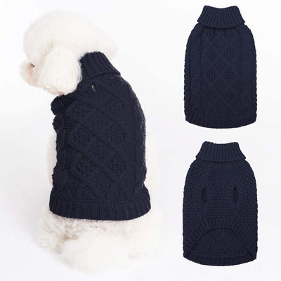 Dog Apparel Turtleneck Dog Sweater - Winter Coat Knit Clothes with Leash Hole for Cold Weather