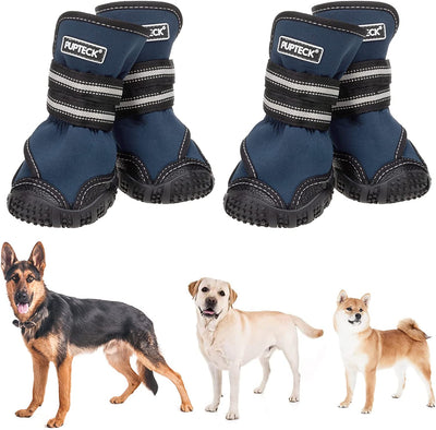 Waterproof 2 Pairs Anti-Slip Paw Protector - Doggy Shoes with Reflective Straps