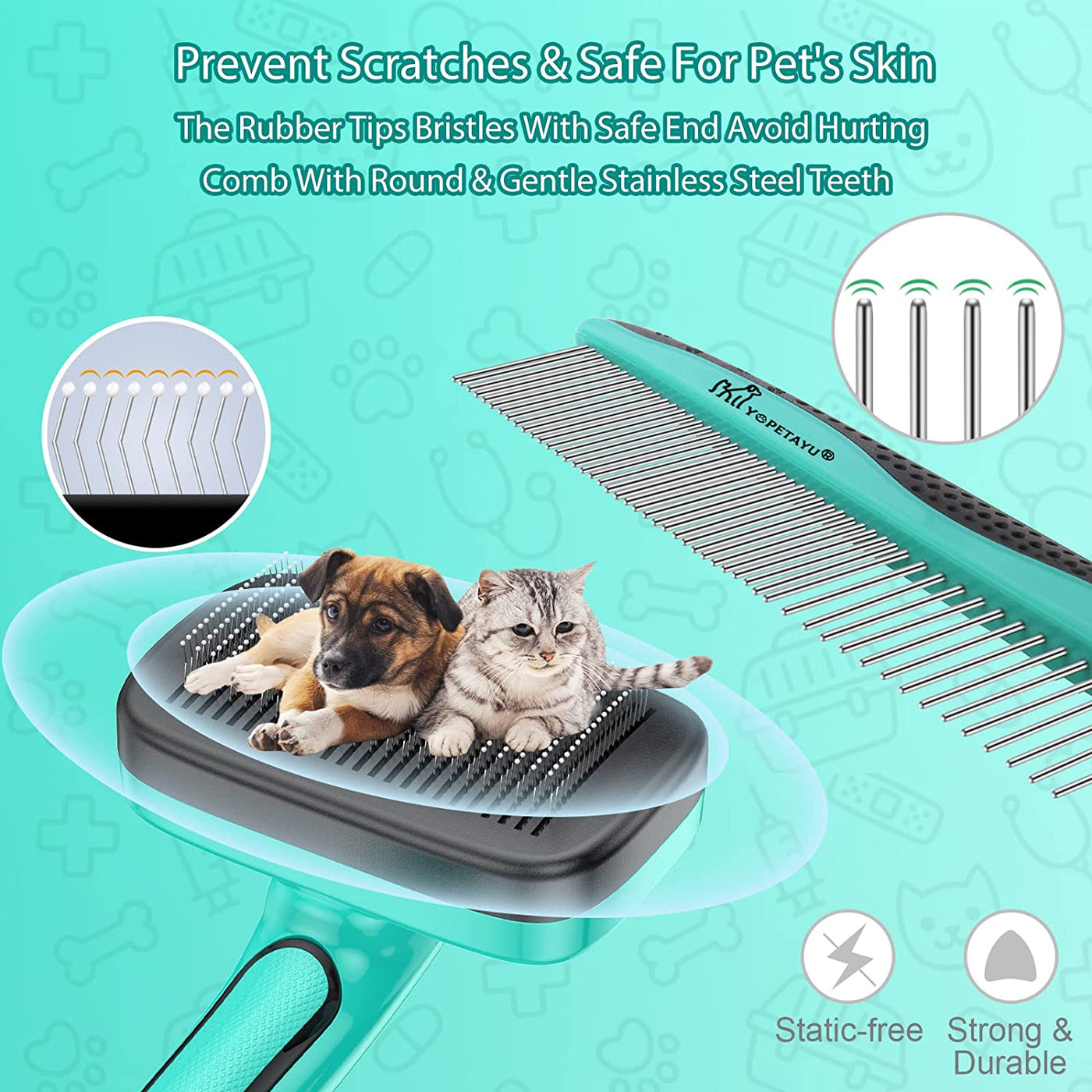 Self-Cleaning Slicker Brush for Shedding & Grooming Long Short Haired